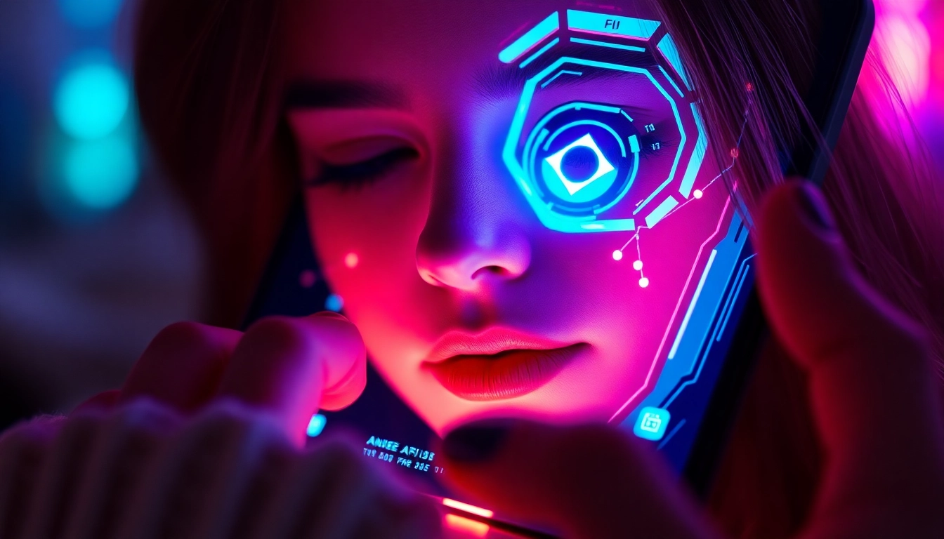 AI girlfriend engaging in a realistic conversation on a modern device, highlighting advanced AI interaction and emotional responsiveness for accessibility.