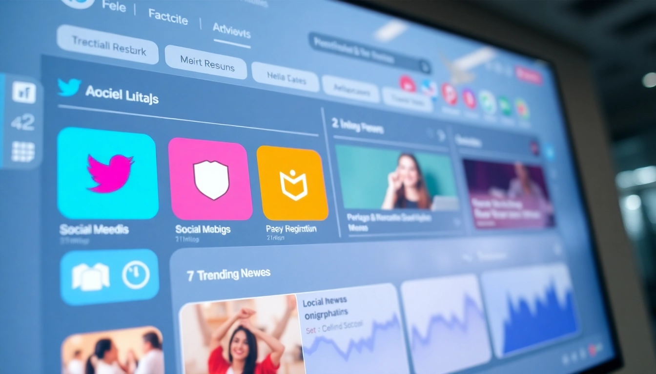 People viewing social network news updates on digital devices highlighting trending topics and