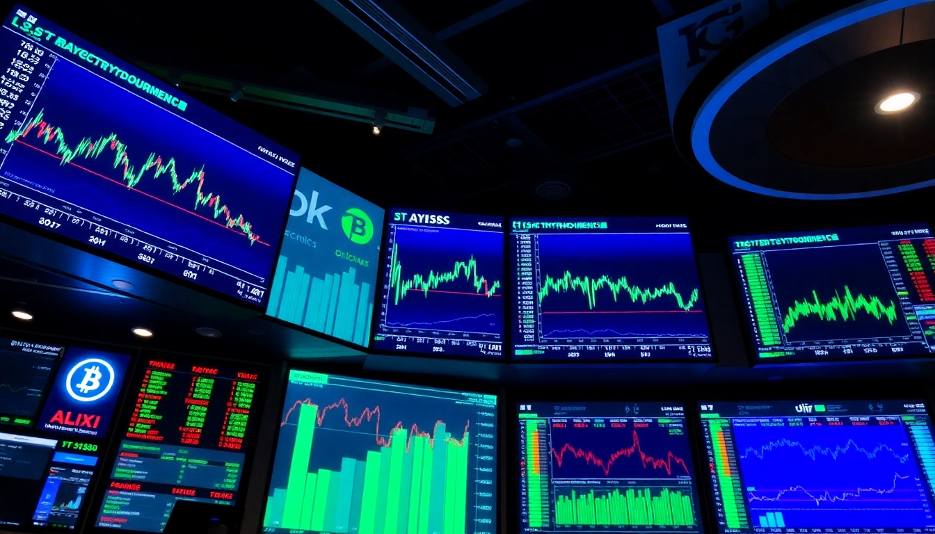 Cryptocurrency Trading News London Traders analyzing digital currency charts in a high-tech