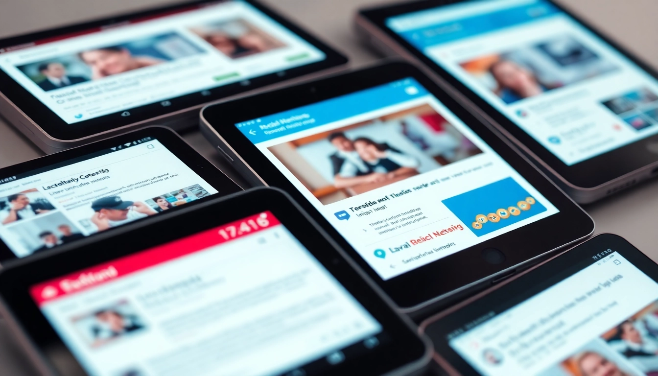 Social Network News updates shown on smartphones and tablets with vibrant visuals and engaging